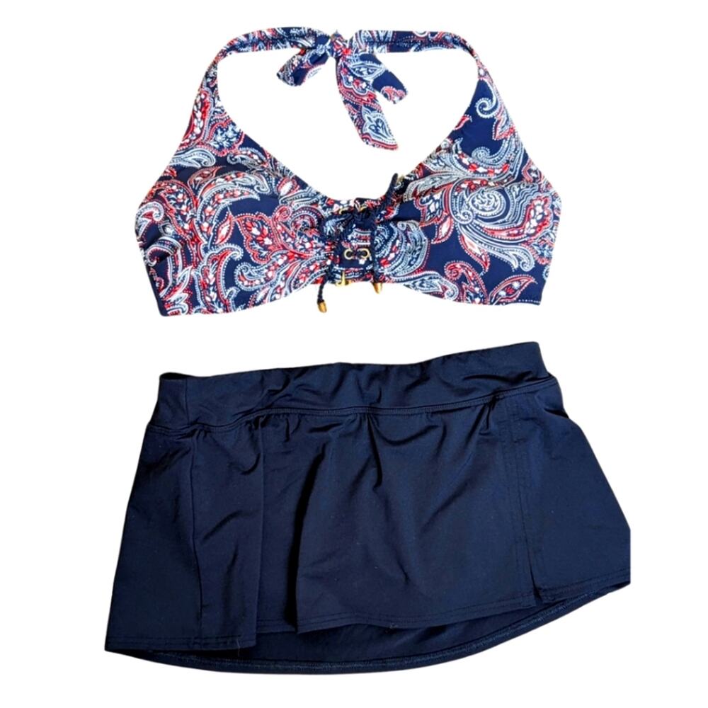 Lands' End Two Piece Bathing Suit *Bikini Top Size 10 Skirt Bottom Size 6